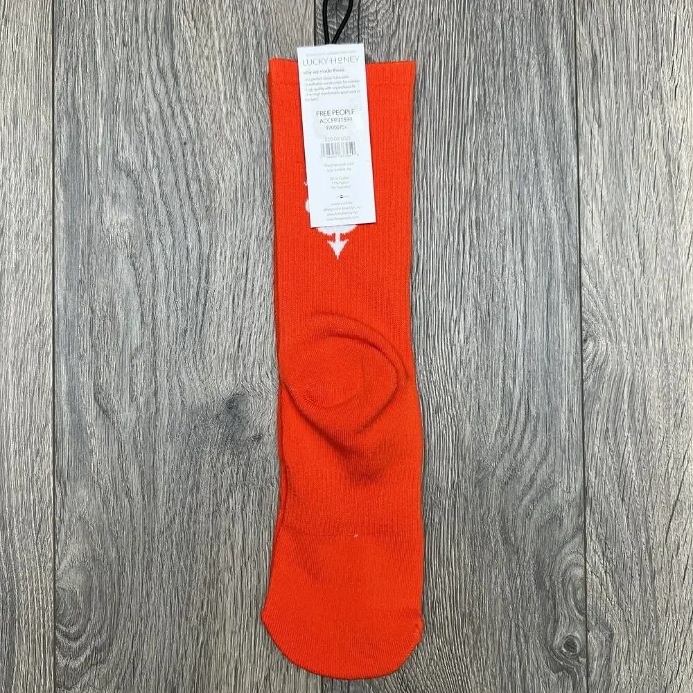 2 Pack Free People FP Movement Last Lap Tube Socks Lucky Honey Orange One Size